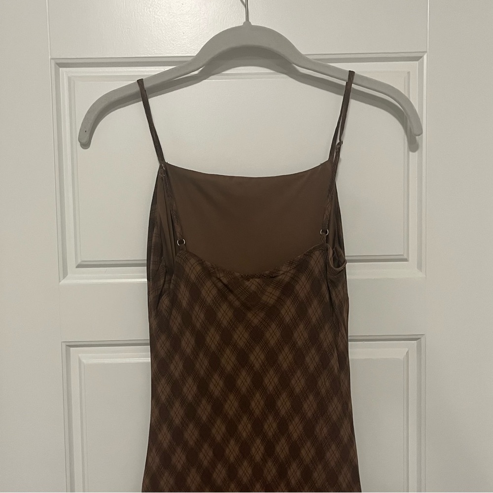 The Workshop Checkered Brown Maxi Dress | M - Picture 4 of 7